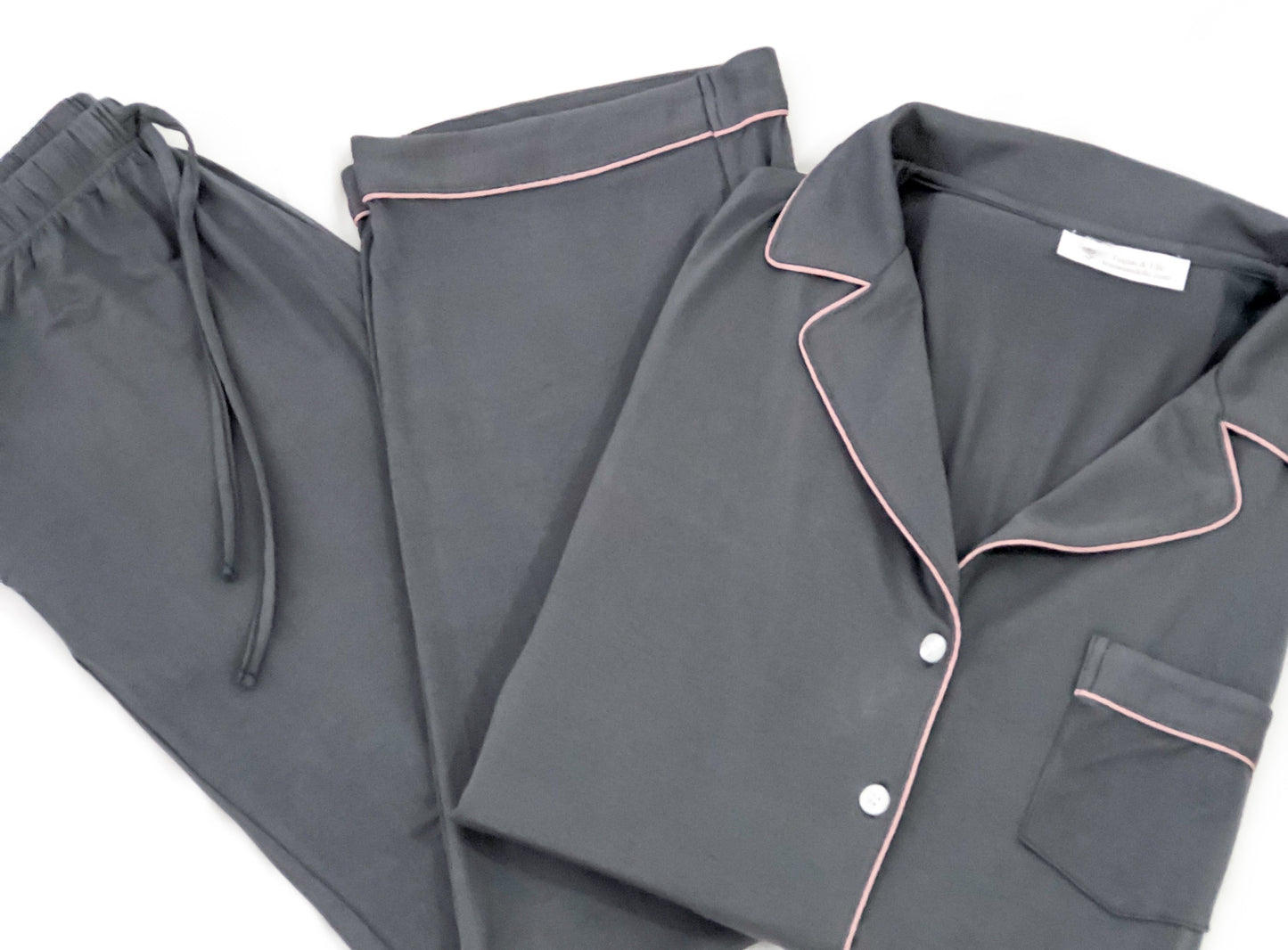 Teigan 2 PC Long Sleeve Pajama Set with Pockets-Grey